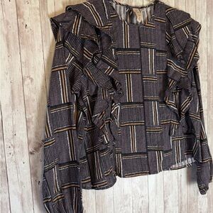 Elegant Black and Brown Women's Blouse